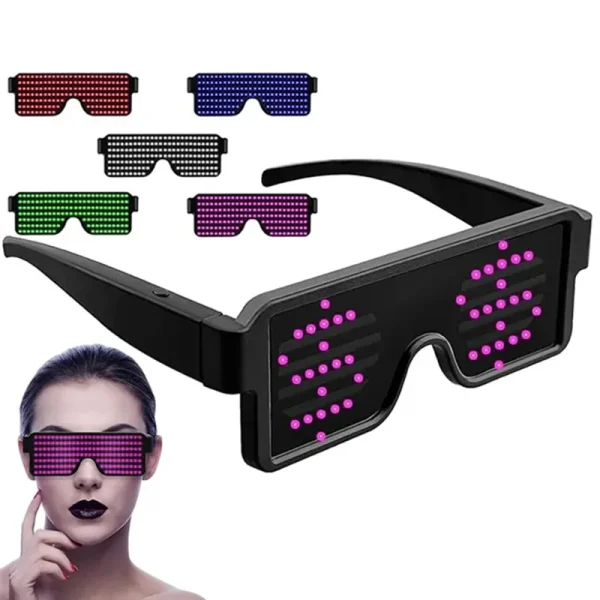 Led Party Glasses Multilingual USB Charge Led Flashing Luminous Eyewear Christmas Concert Birthday Party Holiday Glow Sunglasses 1