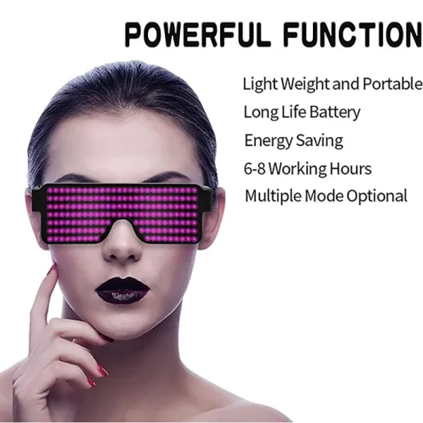 Led Party Glasses Multilingual USB Charge Led Flashing Luminous Eyewear Christmas Concert Birthday Party Holiday Glow Sunglasses 2