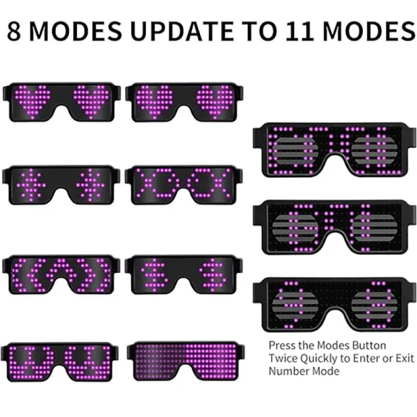 Led Party Glasses Multilingual USB Charge Led Flashing Luminous Eyewear Christmas Concert Birthday Party Holiday Glow Sunglasses 3