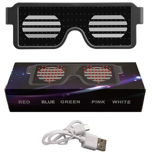Led Party Glasses Multilingual USB Charge Led Flashing Luminous Eyewear Christmas Concert Birthday Party Holiday Glow Sunglasses 5