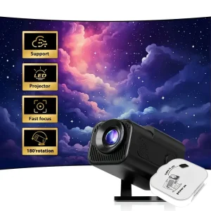 High-definition smart black square projector with 180° flexible display, perfect gift for family and friends,Glow Party Supplies 1