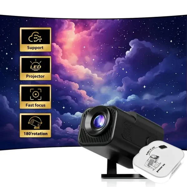High-definition smart black square projector with 180° flexible display, perfect gift for family and friends,Glow Party Supplies 1
