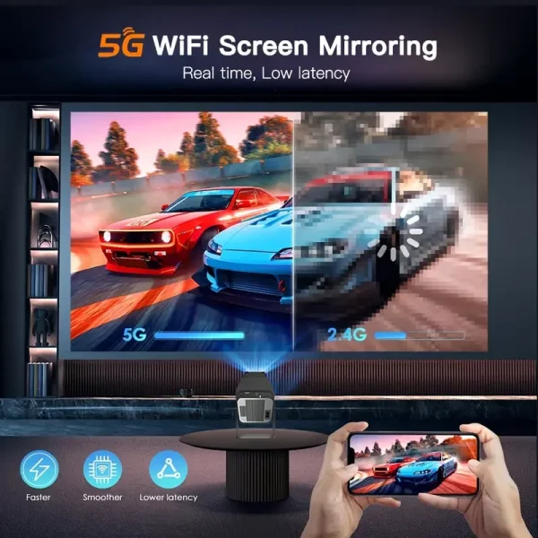 High-definition smart black square projector with 180° flexible display, perfect gift for family and friends,Glow Party Supplies 3