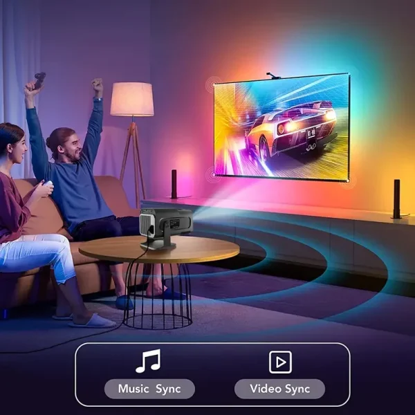 High-definition smart black square projector with 180° flexible display, perfect gift for family and friends,Glow Party Supplies 4