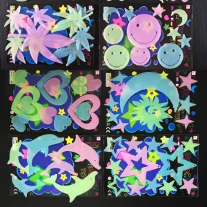Luminous Cartoon butterfly Stars Wall Stickers for Kids room Bedroom Decor Glow in the dark Wall Decals Noctilucent Stickers 1