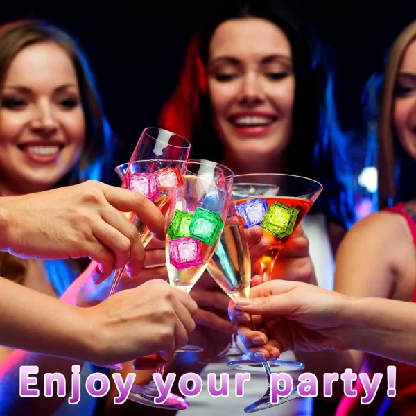 12pc Waterproof LED Ice Cubes Light Up Ice Cubes Reusable Flashing Glow Ice Cubes Liquid Sensor Glowing Ice Cubes for Drinks Bar 5