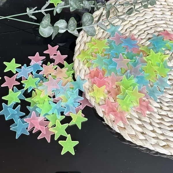 1000/50Pcs Glow in The Dark Stars Wall Stickers Luminous 3D Fluorescent Adhesive Decoration for Home Baby Kids Bedroom Ceiling 2