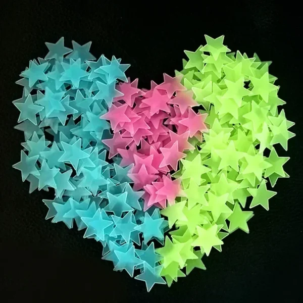 1000/50Pcs Glow in The Dark Stars Wall Stickers Luminous 3D Fluorescent Adhesive Decoration for Home Baby Kids Bedroom Ceiling 3