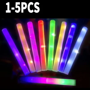 1-5PCS LED Glow Sticks White Glow Foam Stick Colorful Foam Light Cheer Tube In The Dark Fluorescent Stick Party Wedding Festival 1