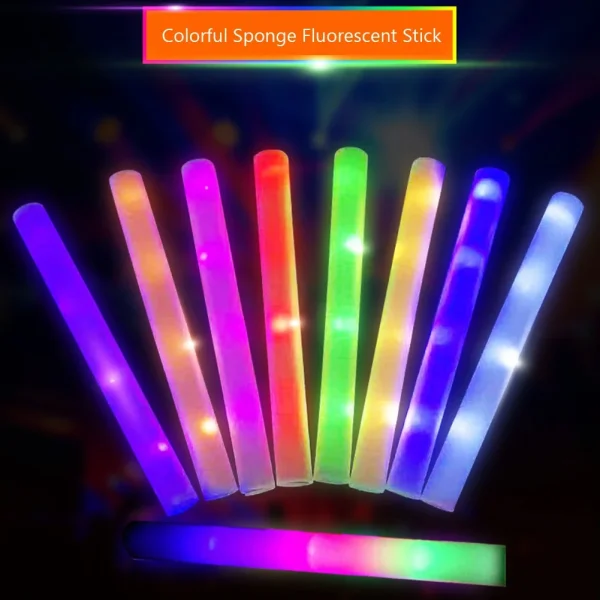 1-5PCS LED Glow Sticks White Glow Foam Stick Colorful Foam Light Cheer Tube In The Dark Fluorescent Stick Party Wedding Festival 4