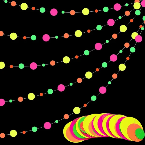 Blacklight Party Supplies Happy Birthday Banner Neon Balloon Glow in The Dark Wafer Stars Paper Garland UV Reactive Glow Tapes 2