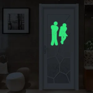 Funny Luminous WC Wall Toilet Sticker Waterproof Door Sign Glow in the Dark Fluorescent Poster Stickers Bathroom Toilet Stickers 1