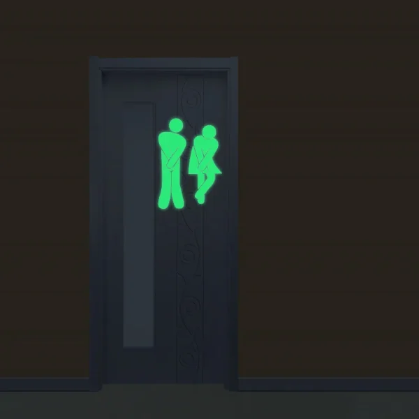 Funny Luminous WC Wall Toilet Sticker Waterproof Door Sign Glow in the Dark Fluorescent Poster Stickers Bathroom Toilet Stickers 2