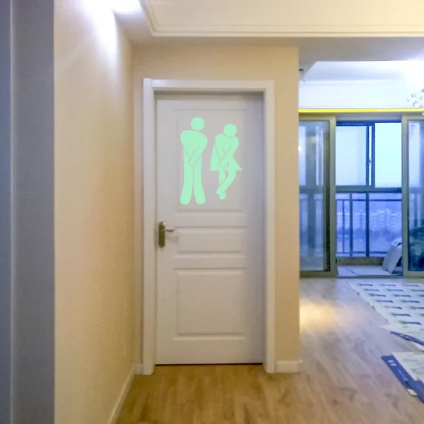 Funny Luminous WC Wall Toilet Sticker Waterproof Door Sign Glow in the Dark Fluorescent Poster Stickers Bathroom Toilet Stickers 3