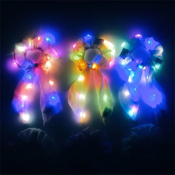 Led Luminous Bands Light Up Hair Bows Scrunchies Girls Headwear Hair Rope Hair Accessories Glow In The Dark Party Supplies 4