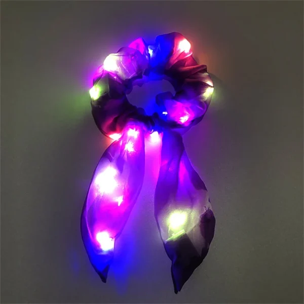 Led Luminous Bands Light Up Hair Bows Scrunchies Girls Headwear Hair Rope Hair Accessories Glow In The Dark Party Supplies 5