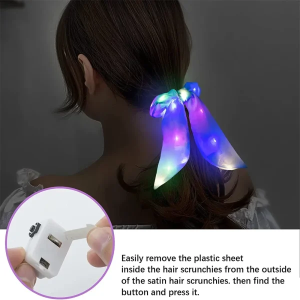 Led Luminous Bands Light Up Hair Bows Scrunchies Girls Headwear Hair Rope Hair Accessories Glow In The Dark Party Supplies 6
