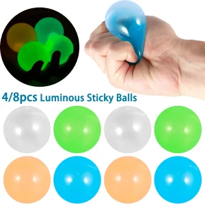 4/8Pcs Glow in The Dark Ceiling Balls Luminous Sticky Ceiling Adhesive Target Interactive Balls Kids Pressure Reducing Toys 1