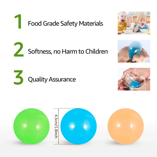 4/8Pcs Glow in The Dark Ceiling Balls Luminous Sticky Ceiling Adhesive Target Interactive Balls Kids Pressure Reducing Toys 6