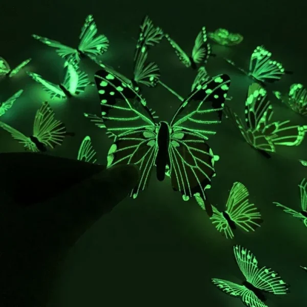Luminous Butterfly Wall Stickers 3D Colorful Butterflies Glowing Wall Decals Wallpaper For Bedroom Living Room Home Decoration 5