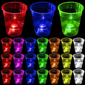 LED Glow Party Cups Plastic Cup Favors for Neon Party Supplies Decoration Glow in The Dark Cups Neon Party Birthday Party 1