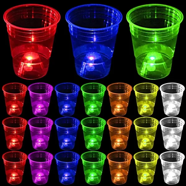 LED Glow Party Cups Plastic Cup Favors for Neon Party Supplies Decoration Glow in The Dark Cups Neon Party Birthday Party 1