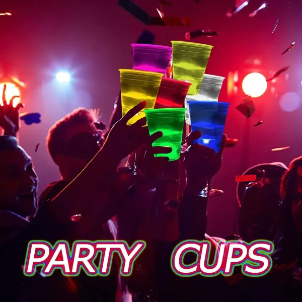 LED Glow Party Cups Plastic Cup Favors for Neon Party Supplies Decoration Glow in The Dark Cups Neon Party Birthday Party 6