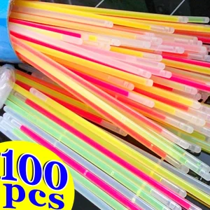 10/100pcs Fluorescence Glow Sticks Multicolor Night Glowing DIY Glowsticks Bracelets Stick with Connectors Party Decor Supplies 1