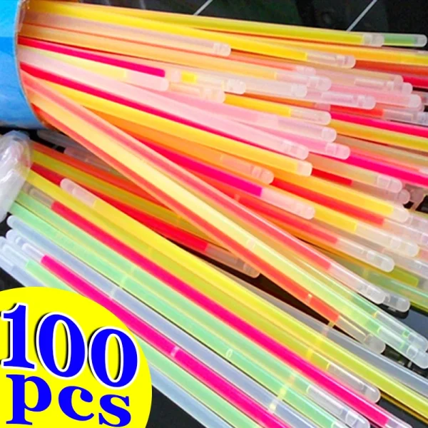 10/100pcs Fluorescence Glow Sticks Multicolor Night Glowing DIY Glowsticks Bracelets Stick with Connectors Party Decor Supplies 1