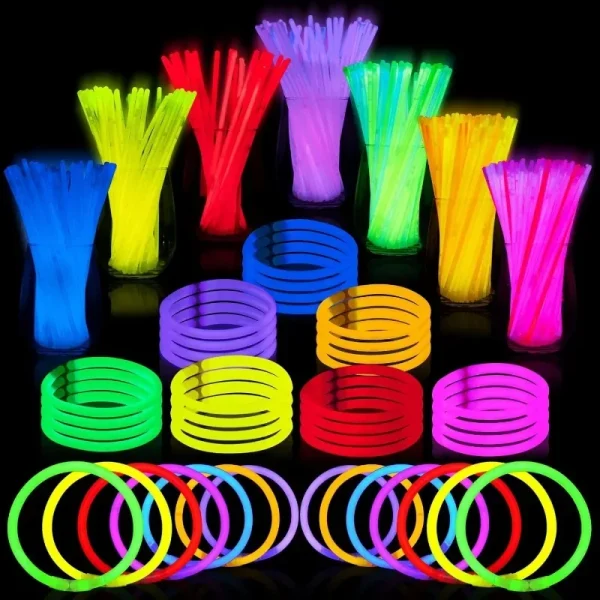 10/100pcs Fluorescence Glow Sticks Multicolor Night Glowing DIY Glowsticks Bracelets Stick with Connectors Party Decor Supplies 3