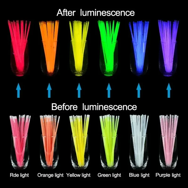 10/100pcs Fluorescence Glow Sticks Multicolor Night Glowing DIY Glowsticks Bracelets Stick with Connectors Party Decor Supplies 4