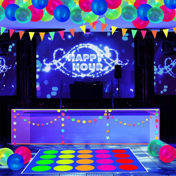 Neon Papers Glow Cardstocks DIY Dance Floor Moves Games Classic Twister UV Reactive Card Stock Glow Party Decoration Supplies 5