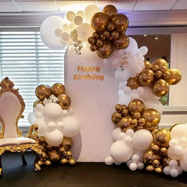 156pcs White and Gold Birthday Balloon Wreath Arch Set Birthday Party Wedding Dress Celebration Anniversary Eid Decoration 4