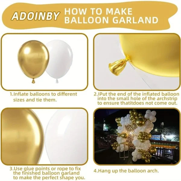 156pcs White and Gold Birthday Balloon Wreath Arch Set Birthday Party Wedding Dress Celebration Anniversary Eid Decoration 5