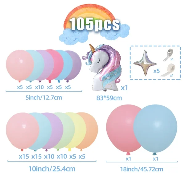 Macaron Unicorn Balloons Garland Arch Kit Gender Reveal Birthday Party Decor Kids Weddig Party Supplies Baby Shower Latex Baloon 6