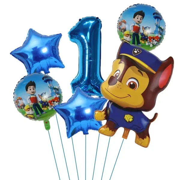 6pcs Cartoon Paw Patrol Theme Foil Balloon Number Balloon Childrens Birthday Party Decoration Baby Gift Party Chase Skye Balloon 2