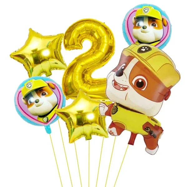 6pcs Cartoon Paw Patrol Theme Foil Balloon Number Balloon Childrens Birthday Party Decoration Baby Gift Party Chase Skye Balloon 3