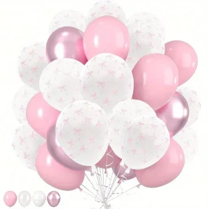 5/30 Pink Balloon Bow Printed Balloon Pink Bow Decoration Suitable for Birthday Decoration, Mother's Day Decoration Gifts 1