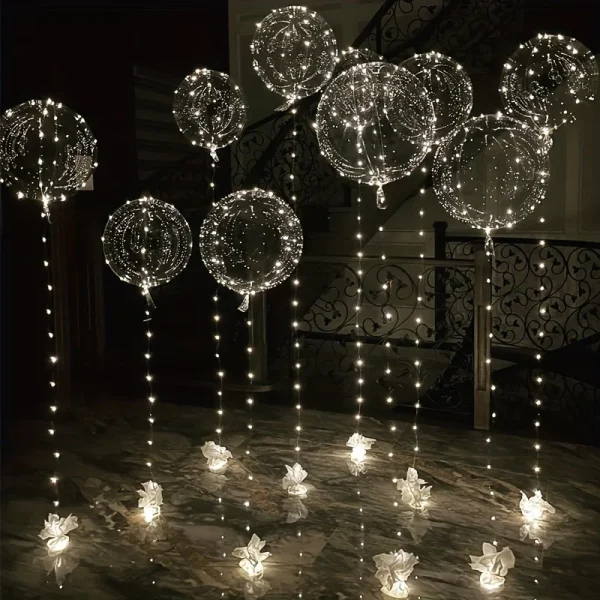 5sets Led Bobo Balloon Light up Glow Clear Balloons 20Inch Bobo Balloon with 3M String Lights Festival Table Centerpiece Decor 1