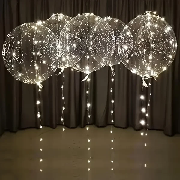 5sets Led Bobo Balloon Light up Glow Clear Balloons 20Inch Bobo Balloon with 3M String Lights Festival Table Centerpiece Decor 2