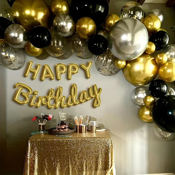 15/25/35pcs black and gold glitter balloons decoration balloon set suitable for party, birthday, wedding decoration 3