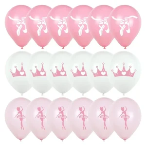 18pcs Ballet Theme Balloons,Ballerina Birthday Party Decorations,Pink White Balloons,Girl Princess Birthday Party Decorations 1