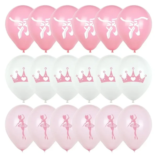 18pcs Ballet Theme Balloons,Ballerina Birthday Party Decorations,Pink White Balloons,Girl Princess Birthday Party Decorations 1