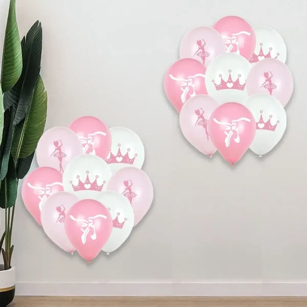 18pcs Ballet Theme Balloons,Ballerina Birthday Party Decorations,Pink White Balloons,Girl Princess Birthday Party Decorations 2