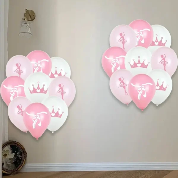 18pcs Ballet Theme Balloons,Ballerina Birthday Party Decorations,Pink White Balloons,Girl Princess Birthday Party Decorations 3