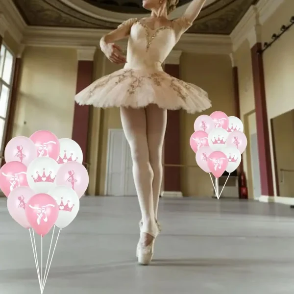 18pcs Ballet Theme Balloons,Ballerina Birthday Party Decorations,Pink White Balloons,Girl Princess Birthday Party Decorations 5