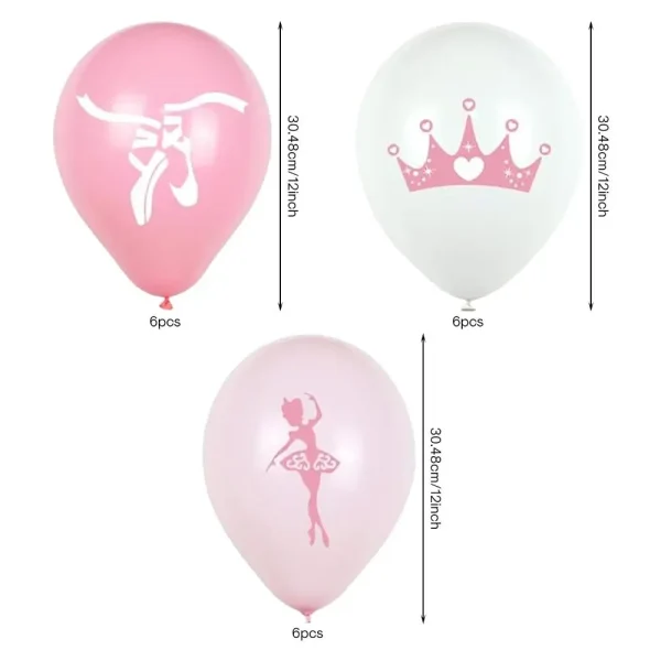 18pcs Ballet Theme Balloons,Ballerina Birthday Party Decorations,Pink White Balloons,Girl Princess Birthday Party Decorations 6