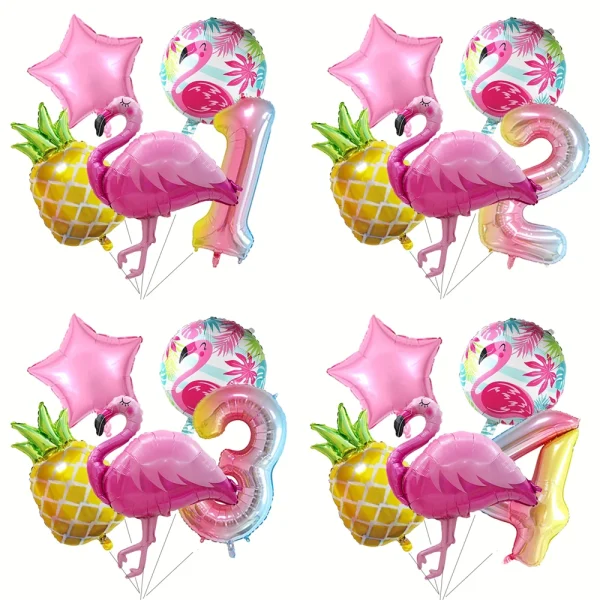 Tropical Flamingo Pineapple Foil Balloon Set 30Inch 0-9 Colorful Number Balloons Girl Birthday Hawaii Party Baby Shower Decor 1