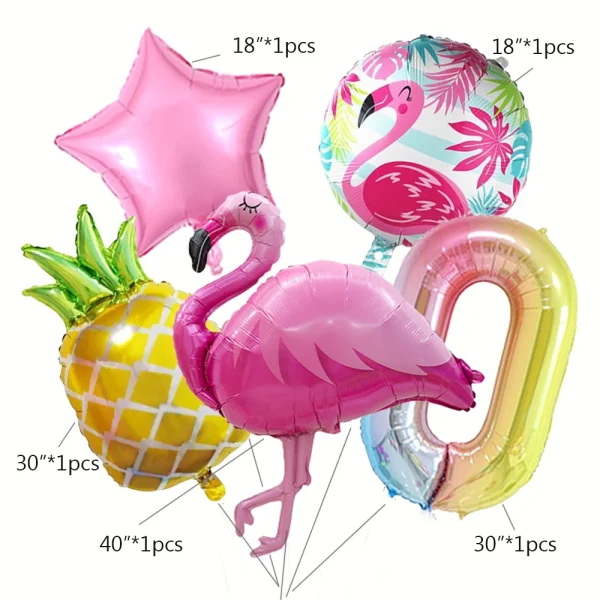 Tropical Flamingo Pineapple Foil Balloon Set 30Inch 0-9 Colorful Number Balloons Girl Birthday Hawaii Party Baby Shower Decor 2