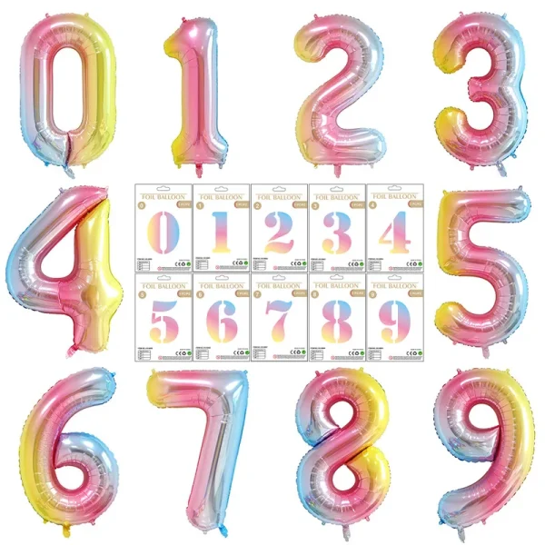 Tropical Flamingo Pineapple Foil Balloon Set 30Inch 0-9 Colorful Number Balloons Girl Birthday Hawaii Party Baby Shower Decor 6
